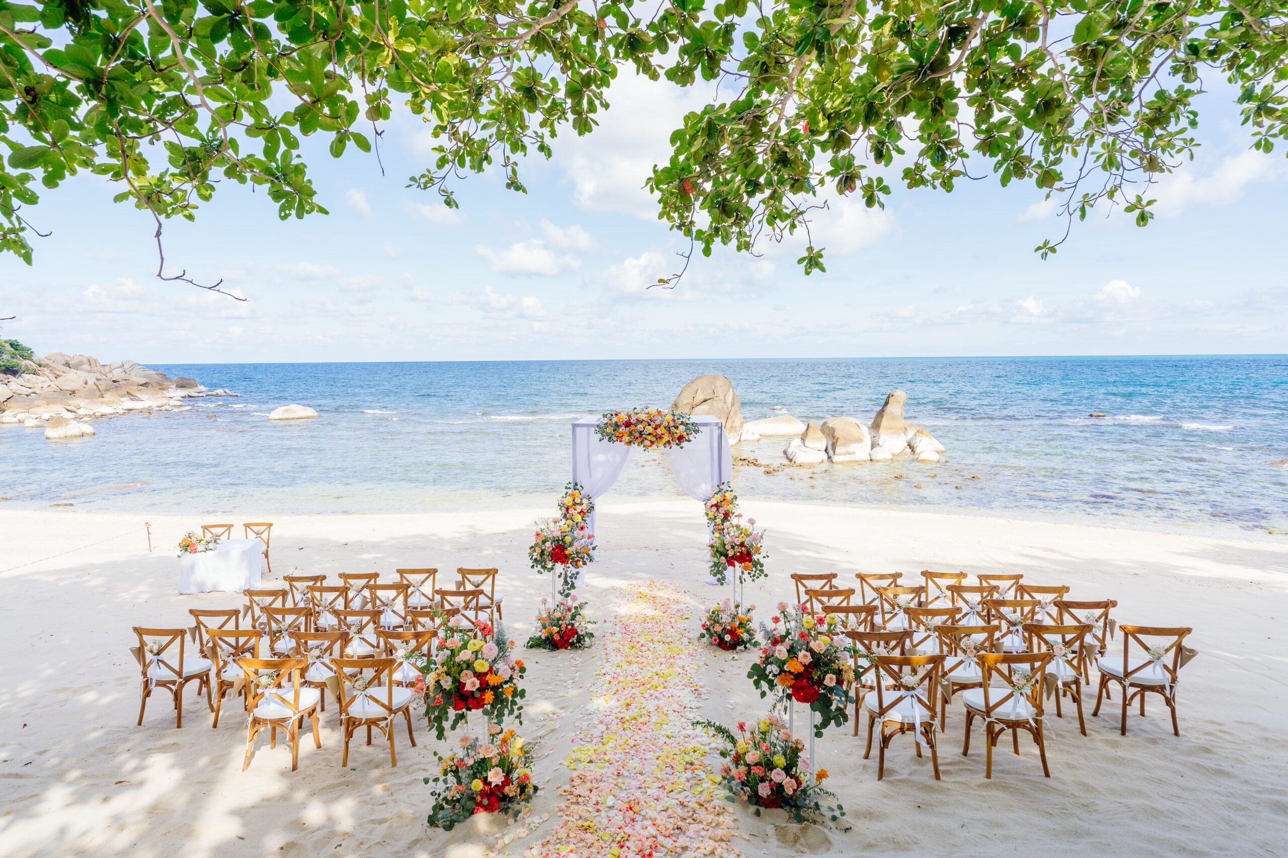 sunset beach wedding ceremony at Silavadee Koh Samui