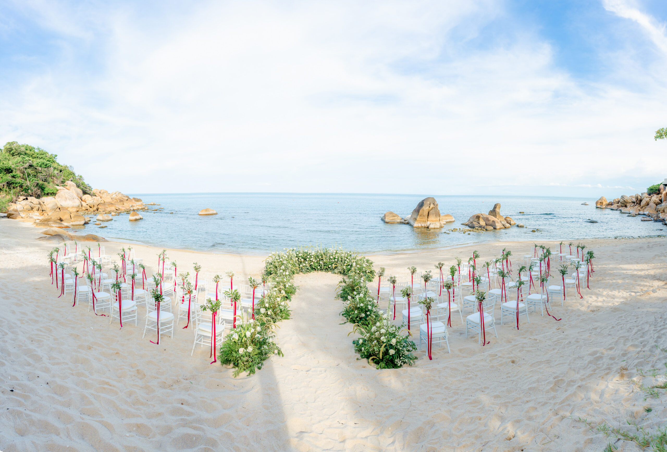 secluded beach wedding ceremony in Koh Samui at Silavadee
