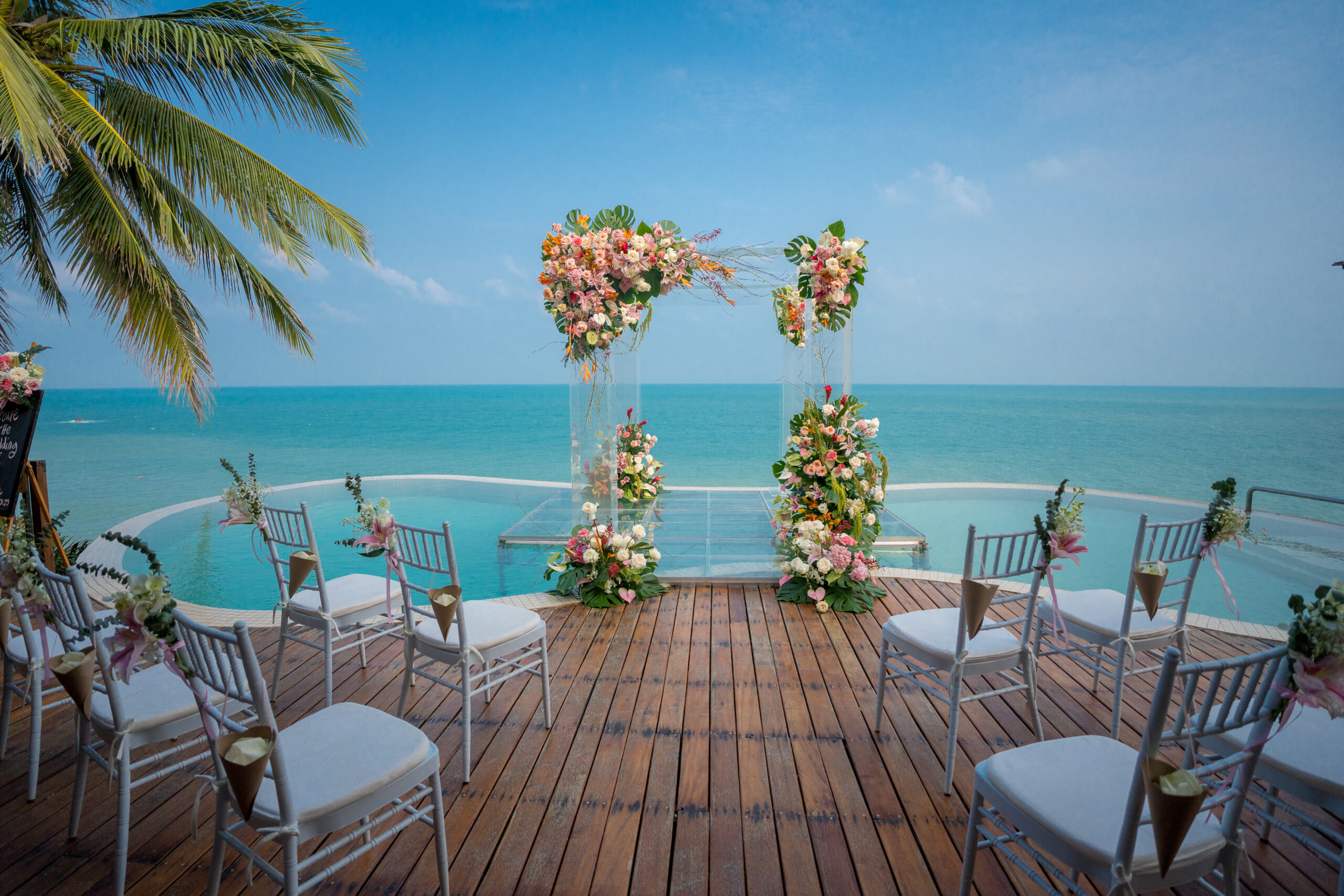 Silavadee Koh Samui infinity pool glass stage wedding